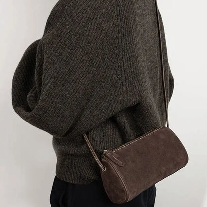 New Vintage Women Suede Handbag Elegant Casual Crossbody Bags Large Capacity Luxury Shoulder Bag for Ladies