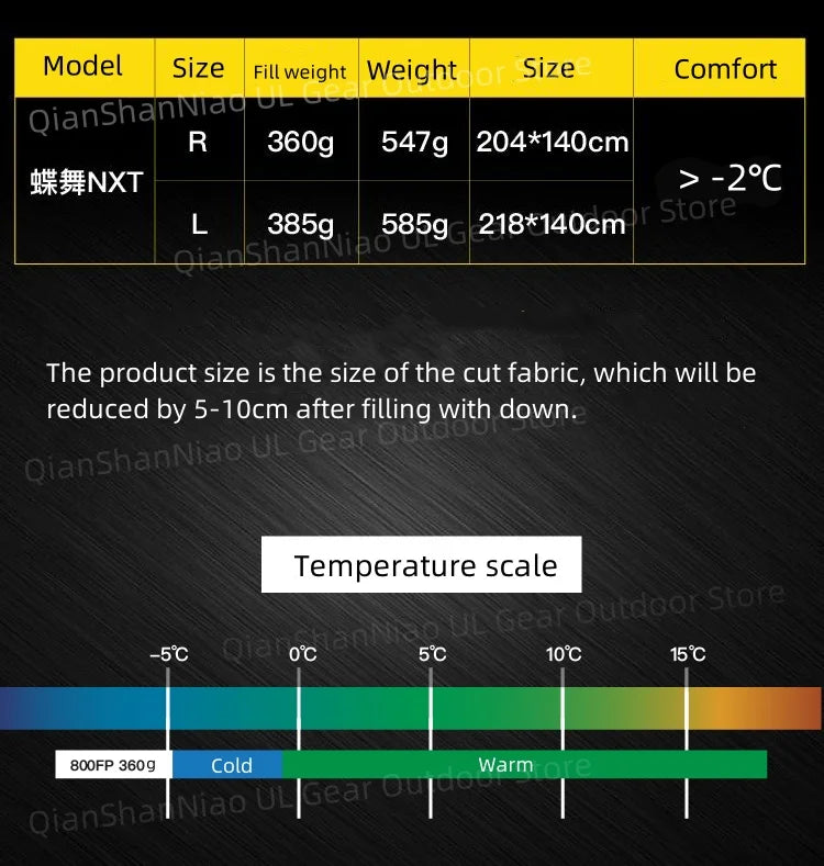 Ice Flame 800FP Quilt Ultralight Envelope Duck Sleeping Bag Mat Underquilt For Hammock Backpacking Camping Hiking