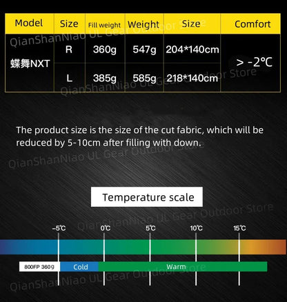 Ice Flame 800FP Quilt Ultralight Envelope Duck Sleeping Bag Mat Underquilt For Hammock Backpacking Camping Hiking