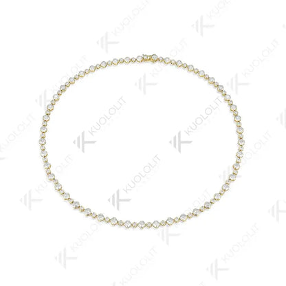 Kuololit Moissanite Tennis Necklace for Women Solid 18K 14K 10K Gold Asscher Necklace for Anniversary Engagement Christmas Gifts