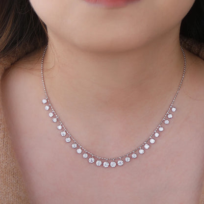 Bezel Set 4.5cttw Full Moissanite Gradient Necklace for Women Sparkling Round Bubble Diamond Neck Chain S925 Silver Jewelry Gift