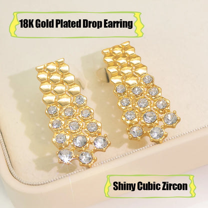 GZJPEI Shiny White Zircon Jewelry Set For Women Italy Nigeria Wedding Jewellery 18K Gold Plated Mother's Day Gift On Sale ﻿