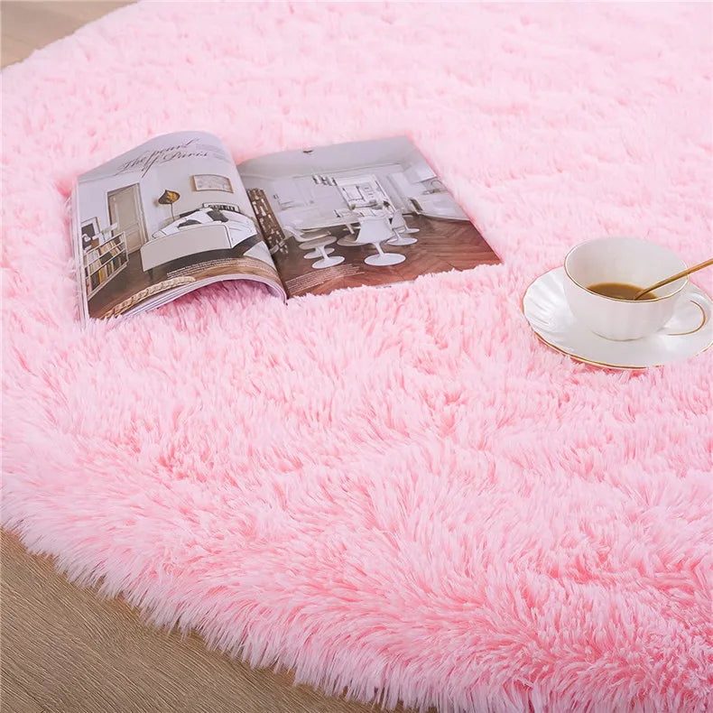 Round Fluffy Soft Area Rugs for Kids Room Princess Castle Plush Shaggy Carpet Cute Circle Nursery Rug Home Decor Circular Carpet