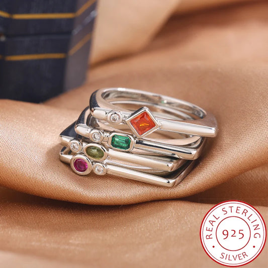 Simple Delicate Ring for Women's - High-quality Colored Zircon Ring That Can Be Stacked and Worn As Irregular Jewelry