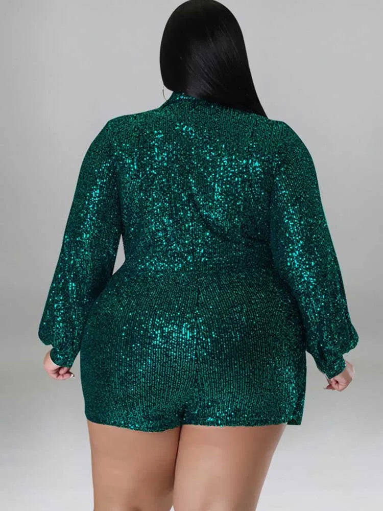 Jumpsuits Women Elegant Luxury Plus Size Party Ladies Long Sleeve Jumpsuit with Sequins 3xl 4xl 5xl Sexy Evening Woman Jumpsuit