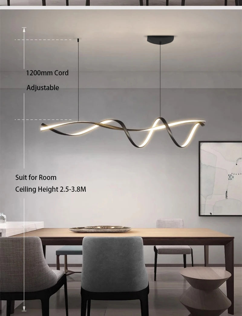 NEO Gleam Matte Black Modern Led Pendant Lights For Dining Room Kitchen Island Bar Room Indoor Hanging Pendant Lamp Fixtures