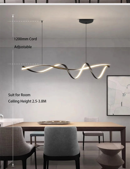 NEO Gleam Matte Black Modern Led Pendant Lights For Dining Room Kitchen Island Bar Room Indoor Hanging Pendant Lamp Fixtures