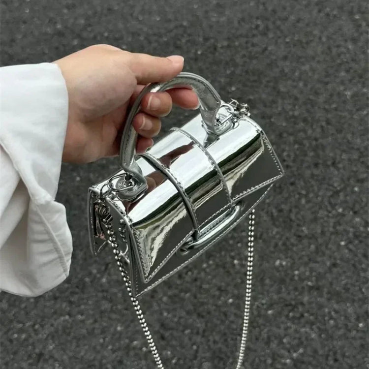 Pu Leather Vintage Women Silver Chic Crossbody Bag Luxury Designer Small Shoulder Bags Fashion Gold Mini Coin Purse Cute Handbag