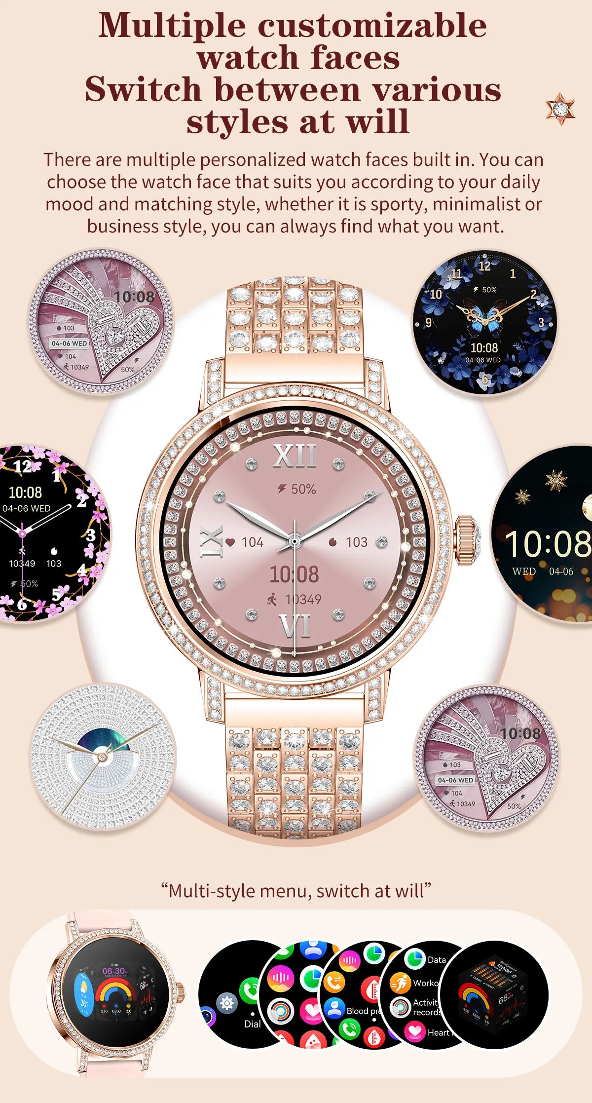 Luxury Bluetooth Call Smartwatch Women's Smart Watch Clock Ladies Gift Fitness Tracker Wrist Watches for Woman Android iOS 2026