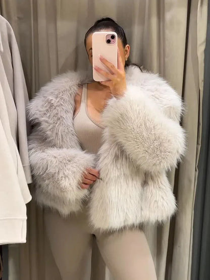 HH Women Winter Elegant Loose Turn-Down Collar Warm Coats Solid Long Sleeves Pockets Women's New Fashion Short Coats 3 Color