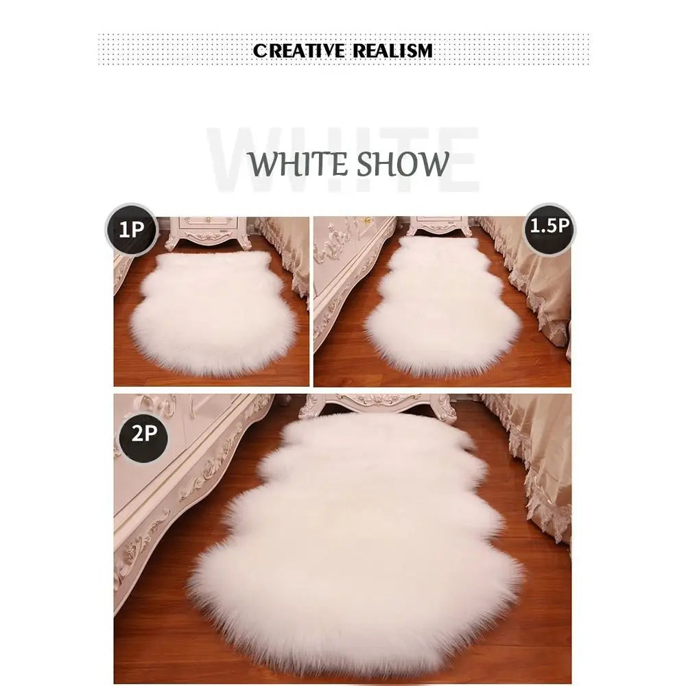 Imitation Wool Non Slip Fluffy Shaggy Floor Protection Soft Rugs Washable Sheepskin Rug Bedroom Mats Faux Fur Home Decor