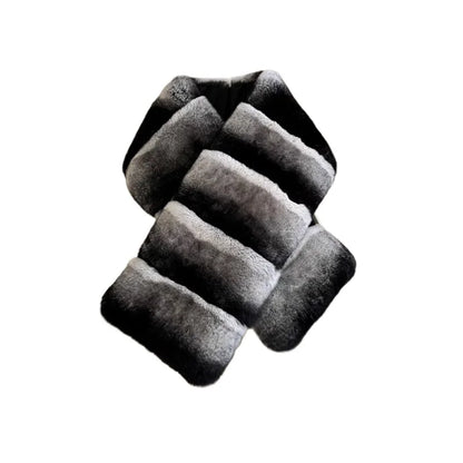Winter new Rex rabbit hair scarf lazy casual versatile real plush warm fur scarf imitation chinchilla color women