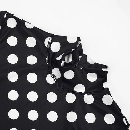 FAGADOER Retro Big Polka Dot Bodycon Rompers Women Short-sleeve Back Hollow Out Ruched Jumpsuits Streetwear Party Club Playsuits
