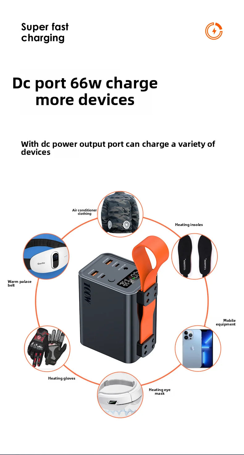60000mAh 100W Power Bank Portable USB C PD QC DC Fast Charging Large Capacity External Battery For iPhone Samsung Xiaomi Laptop