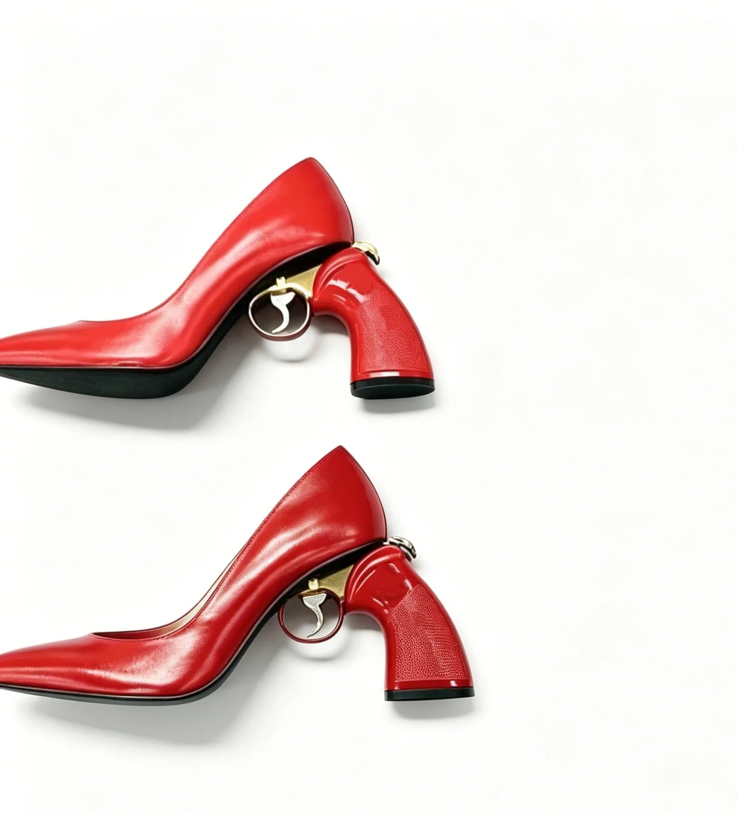 Doodle PU Leather Pointed Toe Women Pumps Shoes Strange Style High Heels Slip On Design Large Size Punk Shallow Shoes