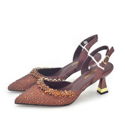 Italian Shoe and Bag Set Designer Wedding Nigerian Wedding Matching Shoe and Bag with Rhinestone Luxury Woman Shoes