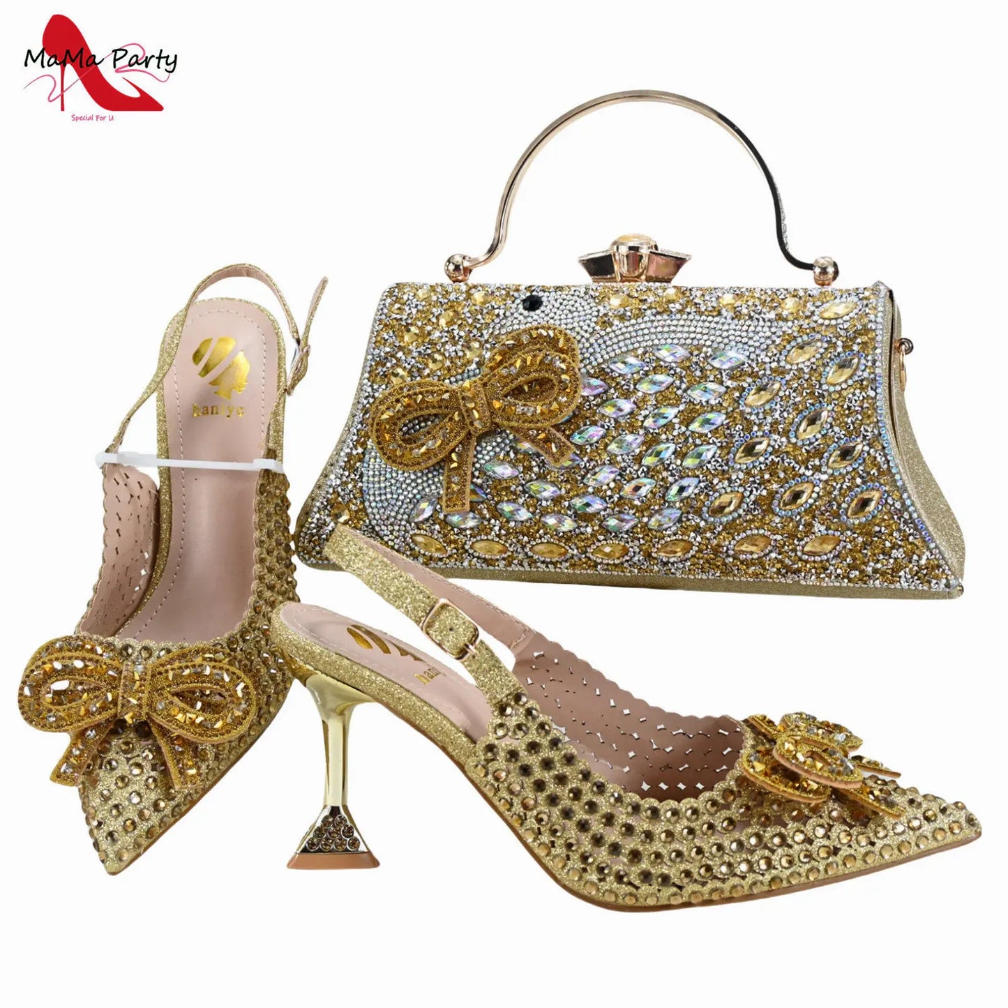 Designer Bag Luxury Ladies High Quality Italian Shoes Matching Bag in Royal Blue Color with Appliques for Wedding Party