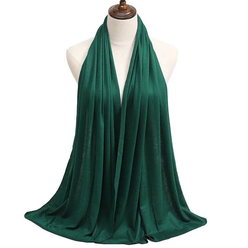 Womens Muslim Ramadan Fashion Modal Cotton Jersey Hijab Womens High Quality Solid Color Soft Hijab Long African Scarf