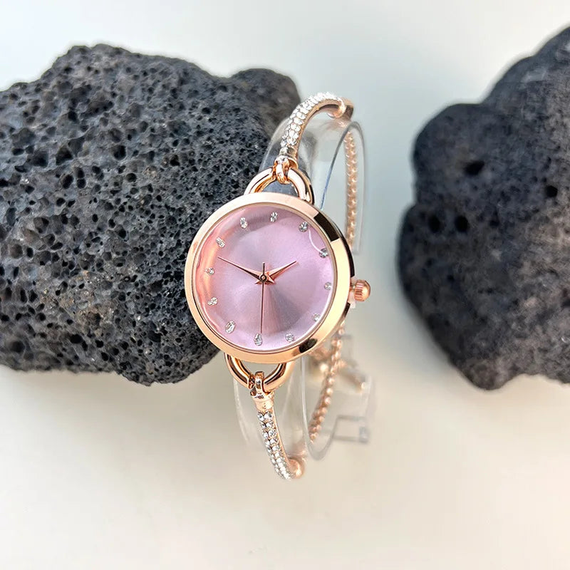 New Women's Quartz Watches Water Diamond Female's Wristwatch Small Dial Slim Adjustable Jewelry Girl Watch Bracelet