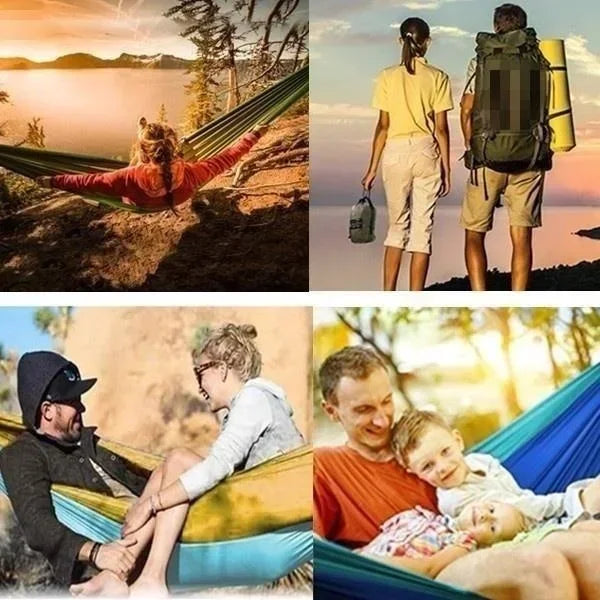 Outdoor Single Camping Hammock, Color Nylon Parachute Fabric, High Strength Portable Hanging Bed