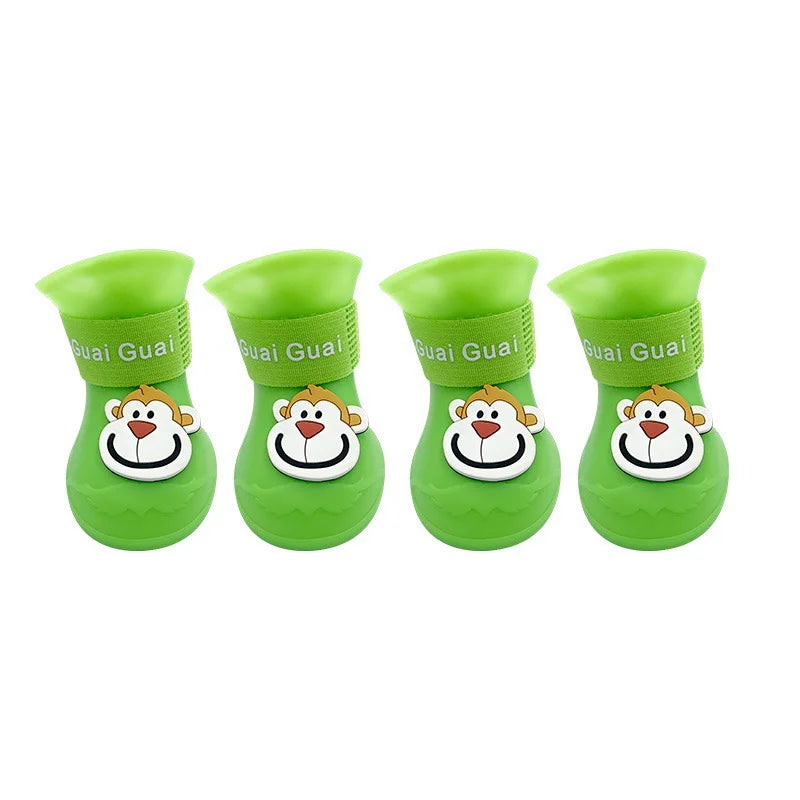 4pcs/set Waterproof Pet Dog Shoes Anti-slip Rain Boots Footwear for Small Cats Dogs Puppy Dog Pet Booties Pet Paw Accessories
