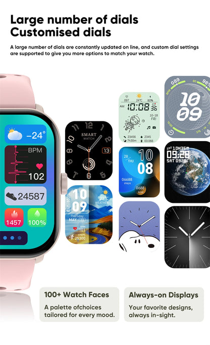 New Watch 5 Sports Smart Watch Men Women 2.01" AMOLED Screen Fitness Tracker Heart Rate ECG Waterproof GPS Track Call Smartwatch