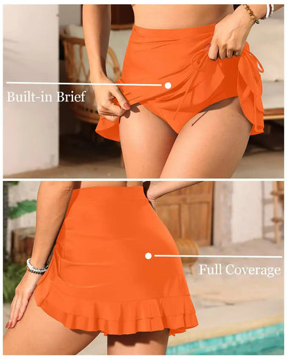 2026 Printed Floral Swimsuit Women Two Pieces Beach Skirt Halter Swimwear Female Bathers Bathing Swimming Swim Suit Beachwear XL