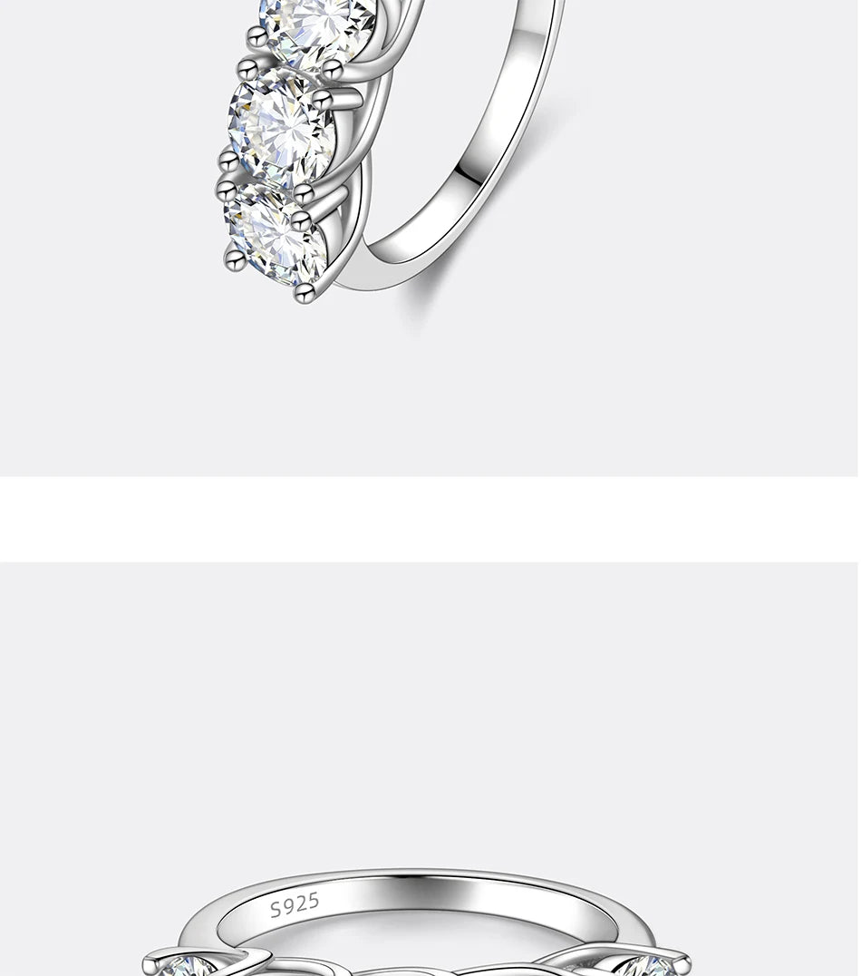 PERFANY 2.5/5CT Moissanite Ring For Women S925 Pure Silver Five Gemstone Ring Luxury Wedding High-end Jewelry