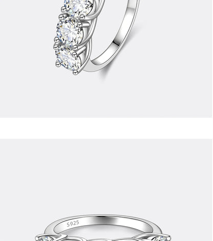 PERFANY 2.5/5CT Moissanite Ring For Women S925 Pure Silver Five Gemstone Ring Luxury Wedding High-end Jewelry