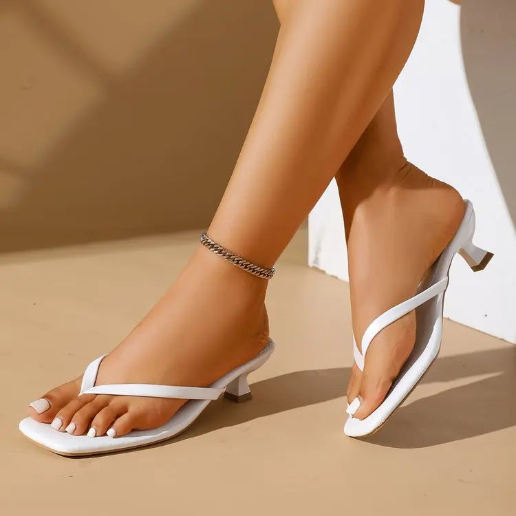 Women Retro Slippers New Summer Soft Leather Sandals Cat Women Shoes Thin Belt Thin Heel Soft Sole Flip-flops Slide Women
