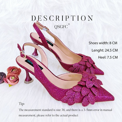 African Fashion Green Ladies Matching Shoes and Bags Nigerian Best Sell Women's Pointed Toe High Heels Commuter Wearable