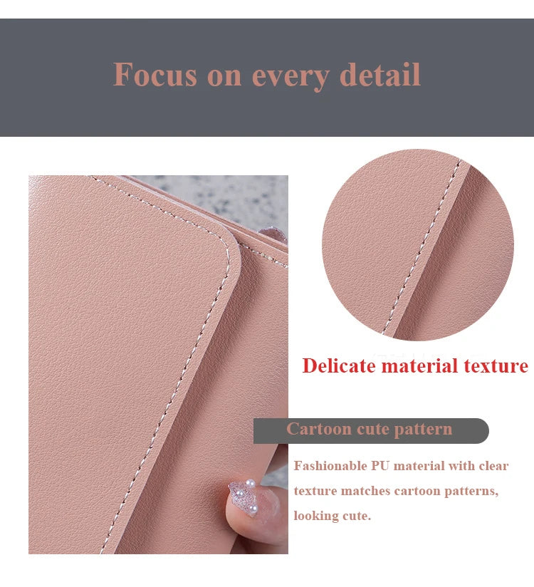 Trendy Short Women's Wallet Ultra Thin Triple Fold Smooth Surface Multi-Functional Card Bag Student Ticket Clip