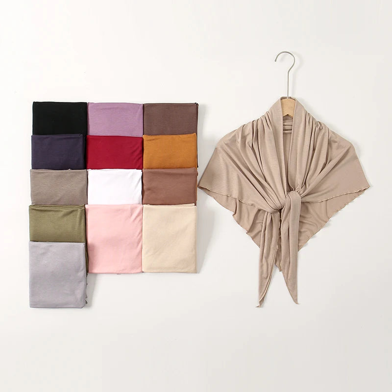 New Triangle Jersey Hijab Scarf For Women Muslim Shawls Headscarf Wraps Solid Color Scarves Head Wrap Islamic Turban Headband
