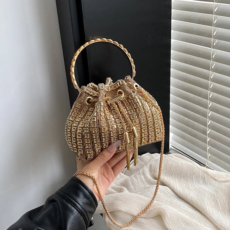 luxury Designer purses and handbags bags for women bucket clutch purse evening banquet bag Crystal rhinestone shoulder bag