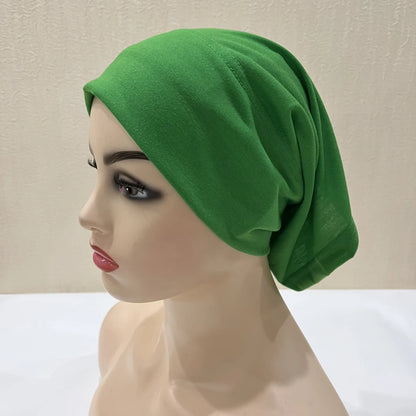 H065 plain tube hats Muslim Turban Pure Color Stretch Inner Hijabs For Caps Ready To Wear Women Head Scarf Under Hijab Bonnet