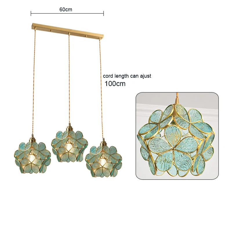 Modern Glass Pendant Lights for Restaurant Cafe Decoration Hanging Lamp Ceiling Chandeliers Nordic Flower Lighting Hotel Decor