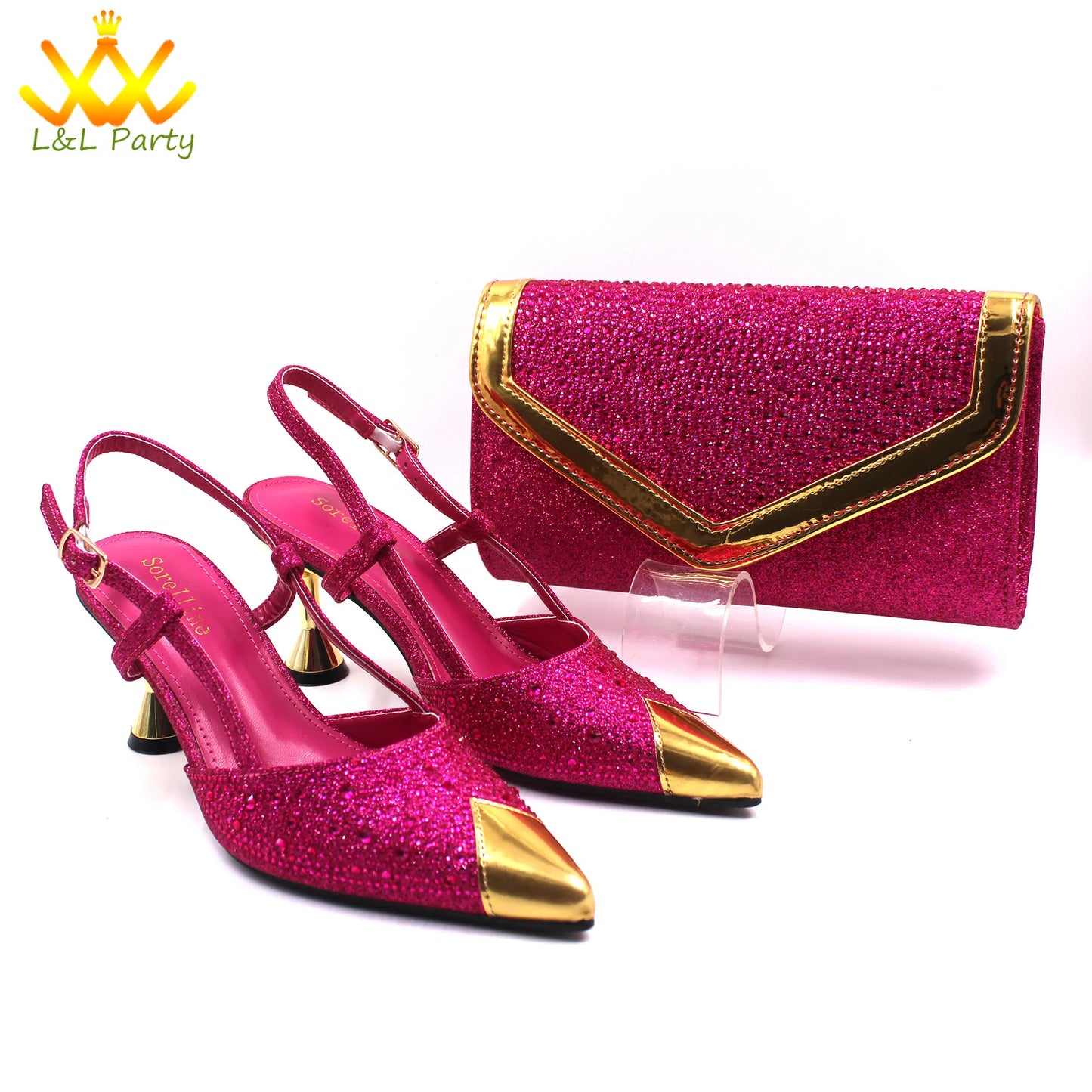 Sky Blue Color High Quality New Arrivals 2024 Italian Desing African Women Shoes and Bag Set Sweet Style Super Heels for Wedding