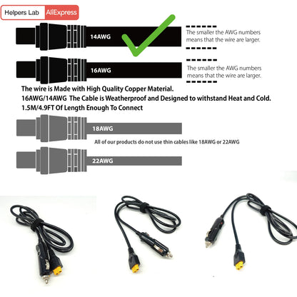XT60 Cigarette Lighter Car Charger Power Supply 12V 24V Cable for Powerstation Ecoflow Delta River Bluetti EB55 and More -150cm