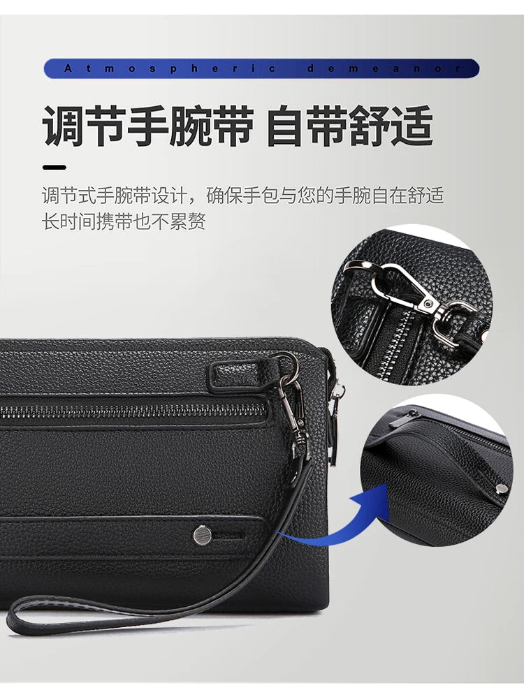 Leather Wallet FL-V1 Men Business Clutch Bag Smart Fingerprint Lock Security Anti Theft Handbag Black Safety Men Wallet сумка 가방