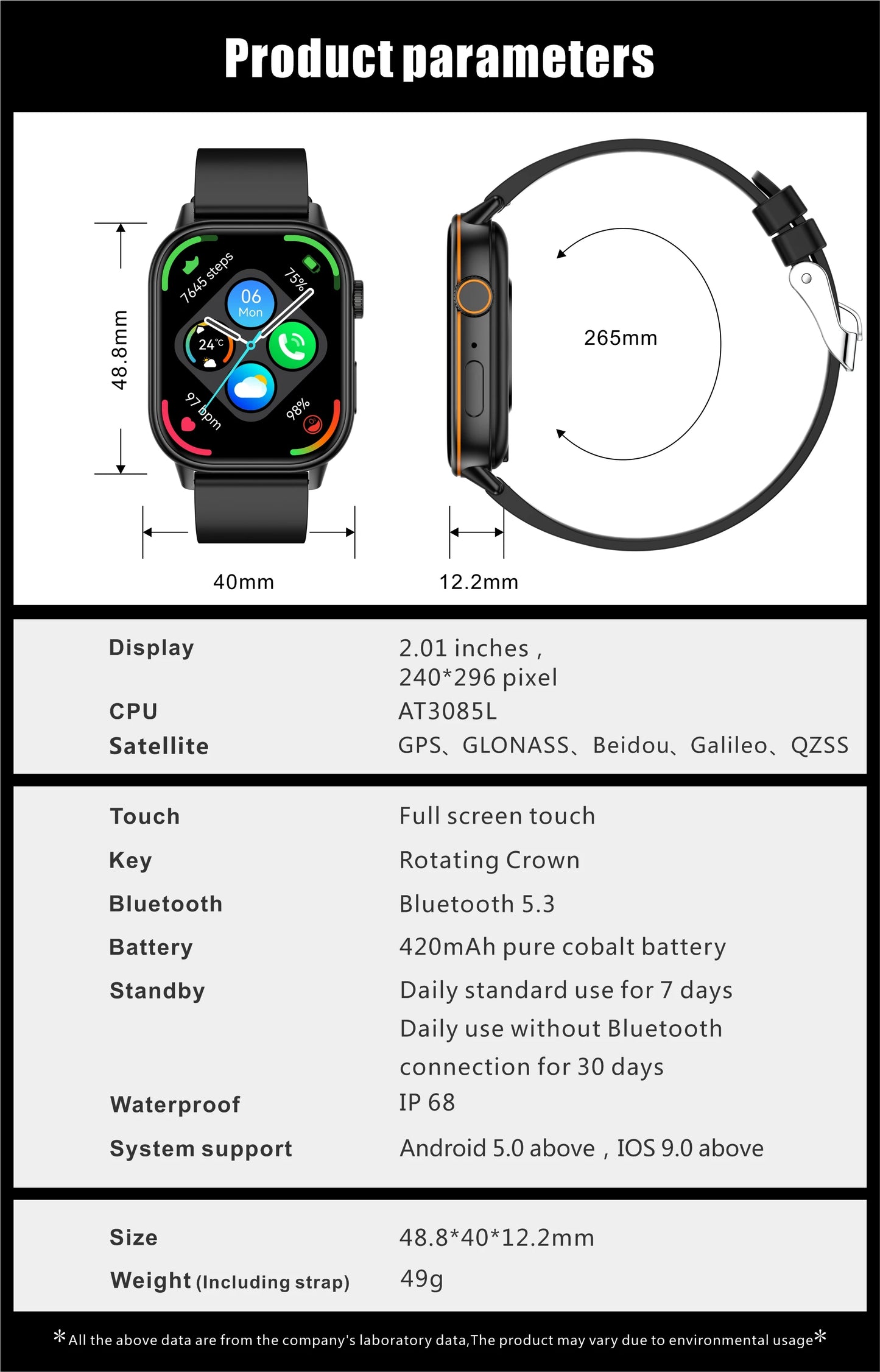 New GPS Military Smart Watch Bulit-in GPS Compass Altimeter Barometric 10ATM IP69K Waterproof AMOLED BT Call Smartwatch