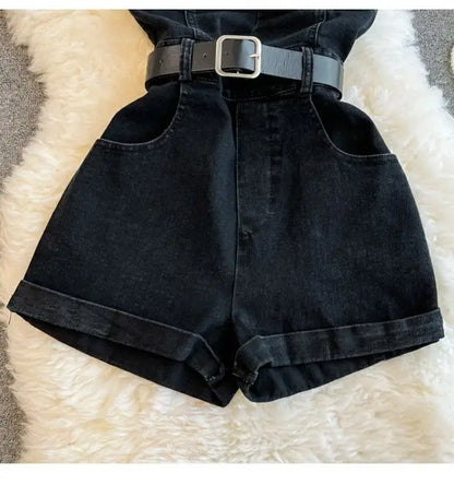 Summer Rompers Women Jeans Jumpsuit off shoulder 2022 Loose Casual Denim Rompers Womens Jumpsuits Wide Leg Casual Denim Overalls