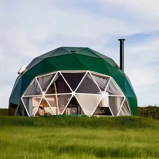 Luxury Geodesic Dome Tent Kit, PVC Canvas Steel Frame Igloo House, Outdoor Glamping Hotel Tent for Resort Garden