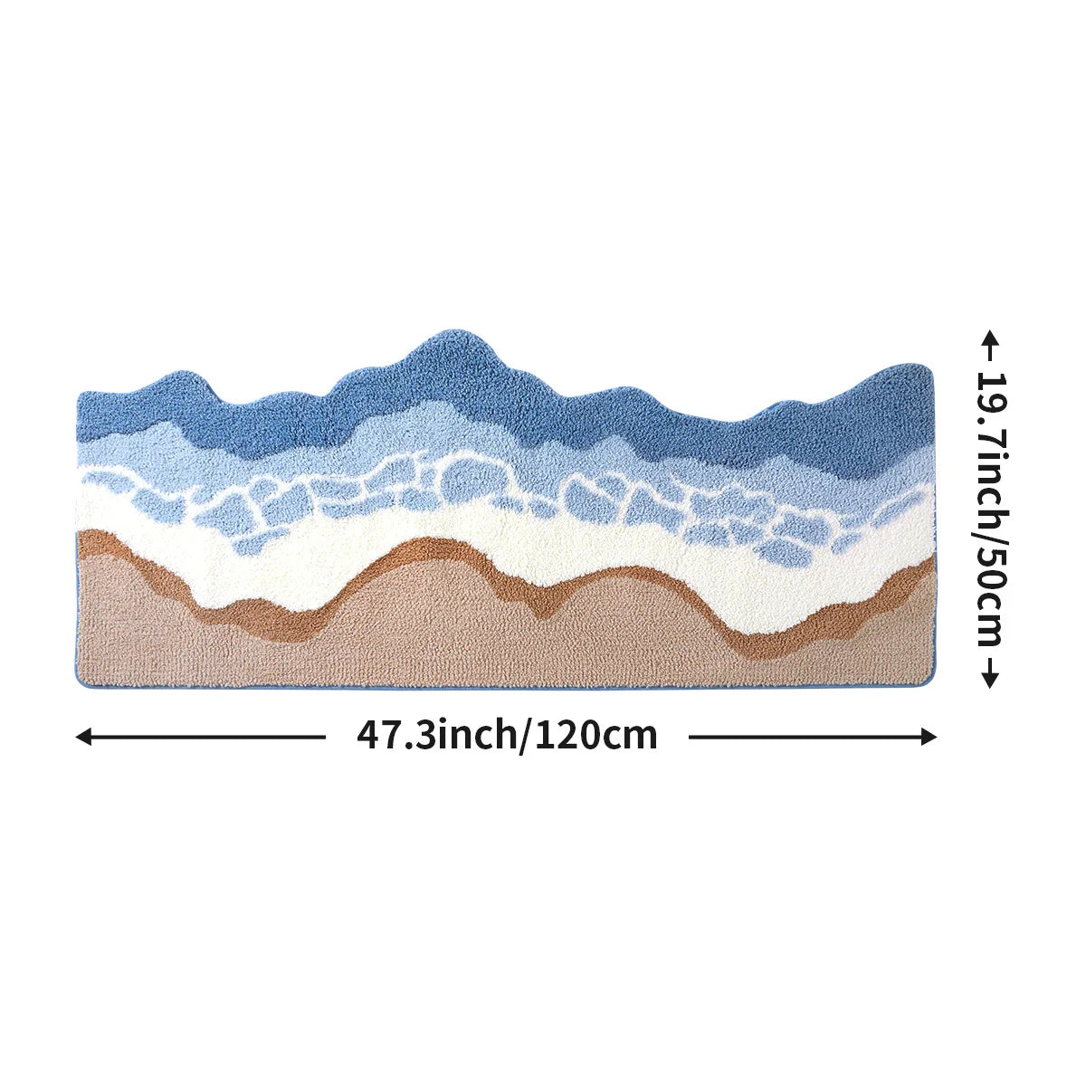 VIKAMA Ocean Style Bathroom Floor Mat Faux Cashmere Non-Slip And Easy To Clean For Bathroom Bedroom Bedside Floor Mats