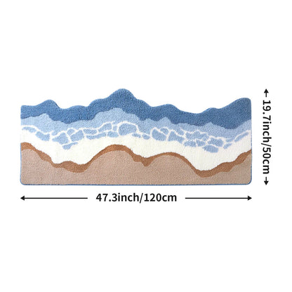 VIKAMA Ocean Style Bathroom Floor Mat Faux Cashmere Non-Slip And Easy To Clean For Bathroom Bedroom Bedside Floor Mats