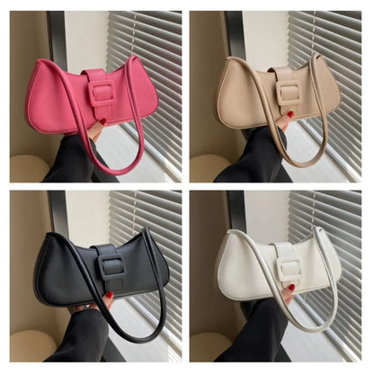PU Leather Underarm bag Women Korean Style Large Capacity Half-moon Tote Bag Minimalist Armpit Pouch Ladies Luxury Handbags