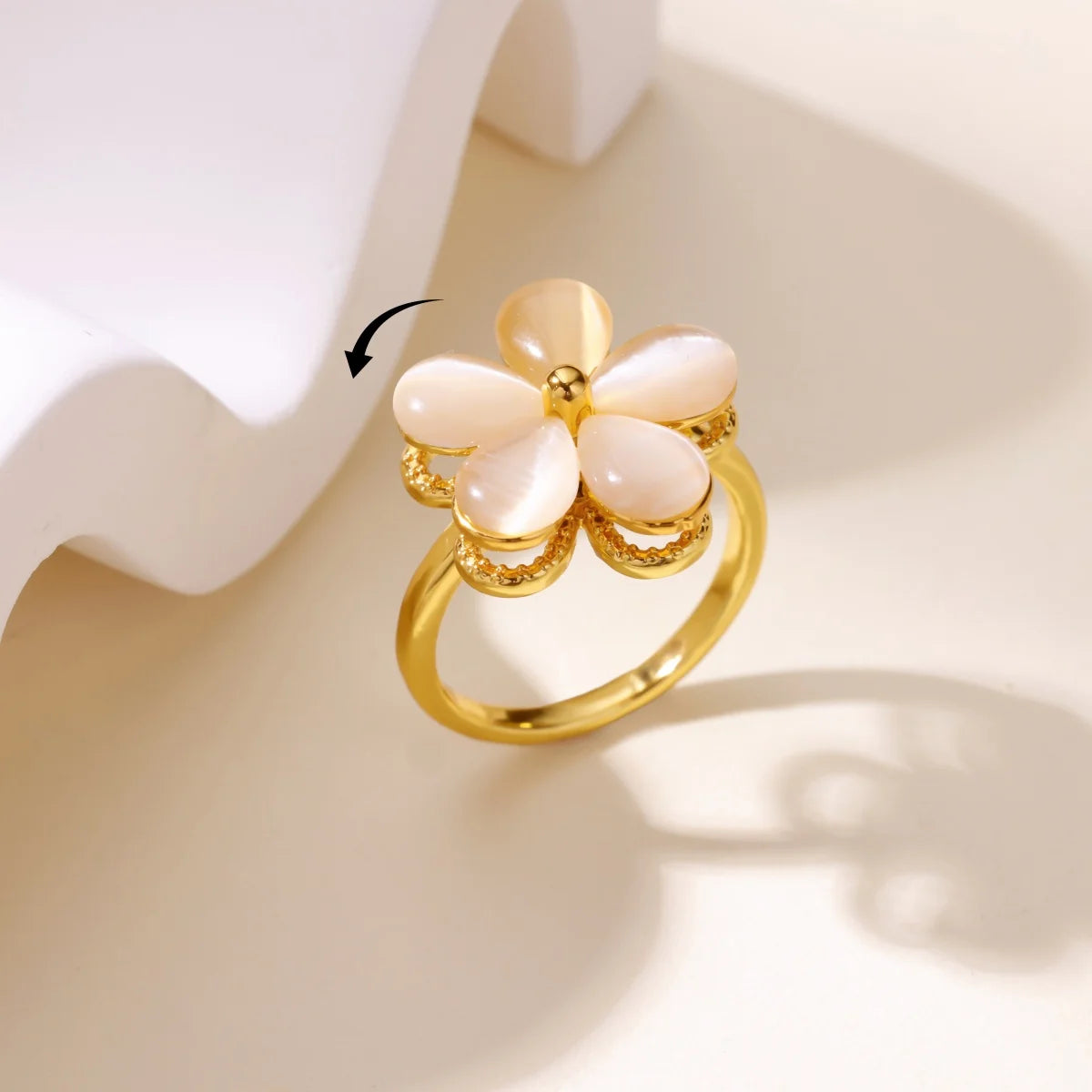 Anti Stress Anxiety Fidget Rings for Women Stainless Steel Sunflower Sun Star Spinner Ring Christmas Jewelry Gifts Dropshipping