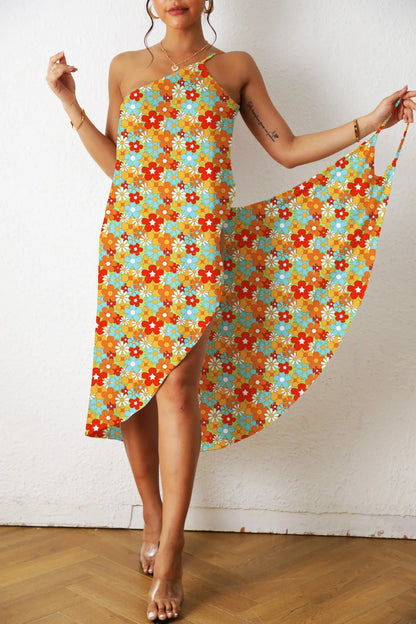 One Pieces Print Sexy Beach Dress Woman Summer Aesthetic Clothing Sleeveless Floral Beachwear Midi White Dresses for Women 2023