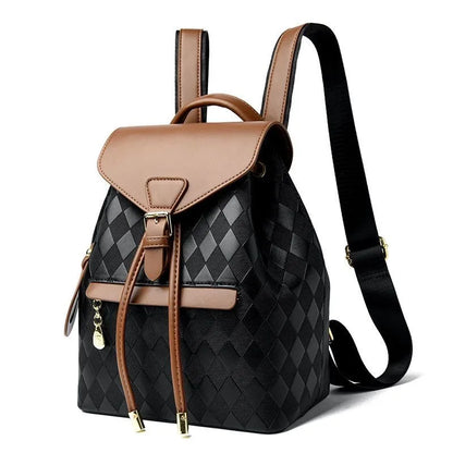 Women Backpack Soft Pu Leather Black Casual Multifunctional College Bag Capacity Shoulder Bag Trave Handle Bag