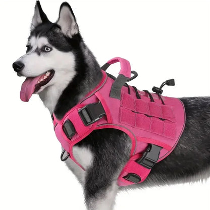 Adjustable No Pull Tactical Dog Harness with Handle Reflective Military Vest for Large Dogs Labrador