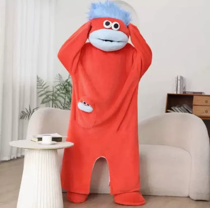 Cartoon Big Mouth Monster Cute Funny Onesie Pajamas Thickened Coral Fleece Homewear For Couples Men Women Autumn Winter Pajamas
